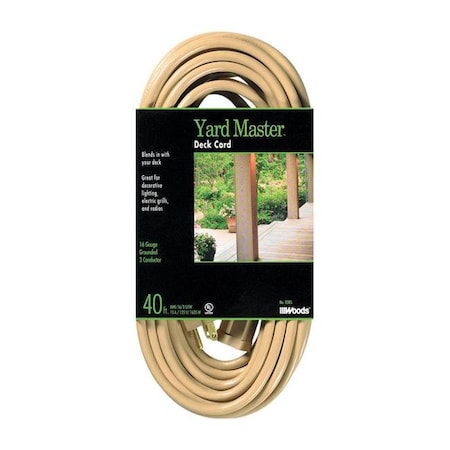 Southwire Extension Cord, 16 AWG, Outdoor, 16/3, 3 Outlets, Beige, 40 ft 3835014